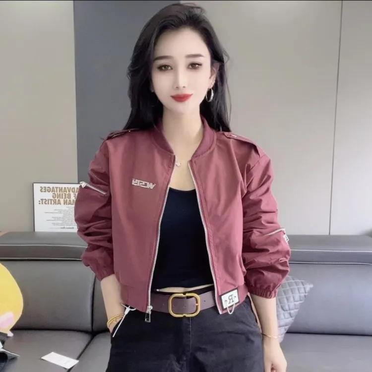 秋季短款小夹克女生洋气休闲棒球服韩版齐腰减龄立领小立领外套