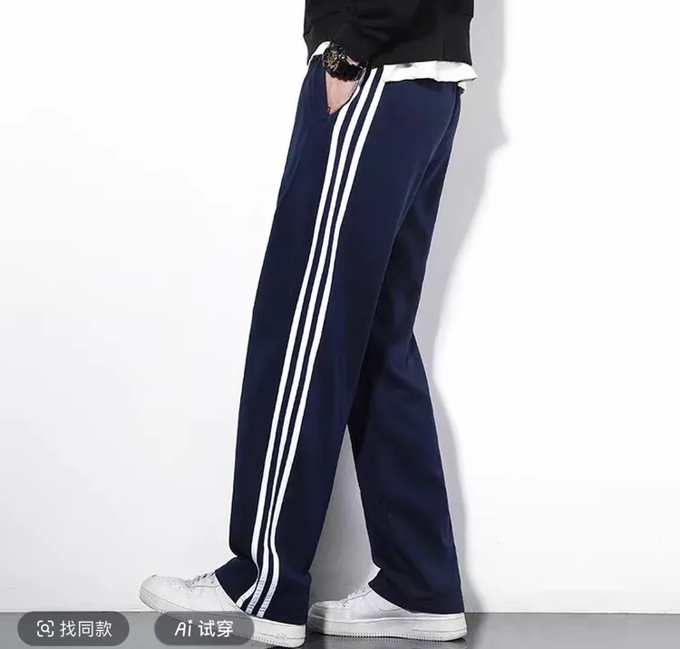三杠条纹运动裤休闲裤经典百搭宽松垂感舒适ins情侣时尚