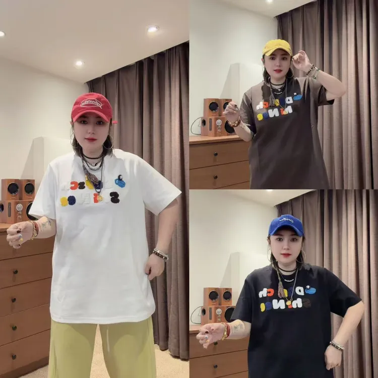 加厚冬百搭立体字母短袖T恤女休闲宽松洋气中长款上衣（卡码拍大）