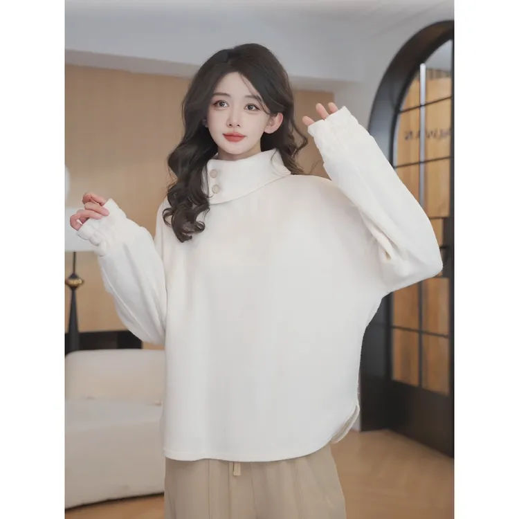 余紫绮【清泉】纯色宽松秋冬高领打底绒感卫衣女YA2588023