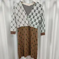 LI丽系列  Y437-2  女装春季满印针织连衣裙灰白V73135030