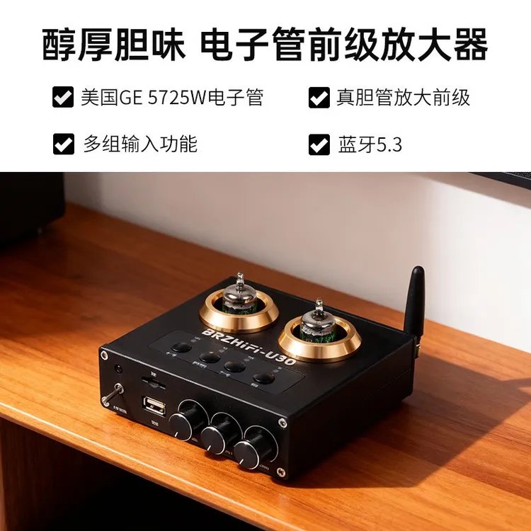 发烧电子管胆前级USB无损播放器蓝牙5.3小胆机高低音调节 U30