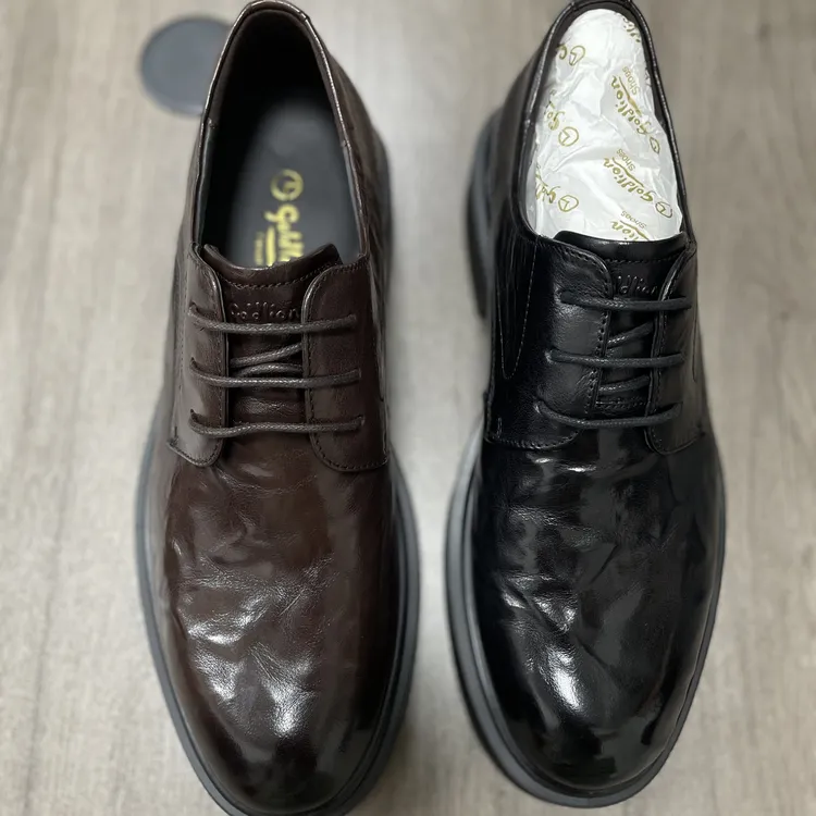 金家男鞋 断码撤柜尾货 商务男鞋 厚底手抓纹设计 牛皮材质 黑/棕