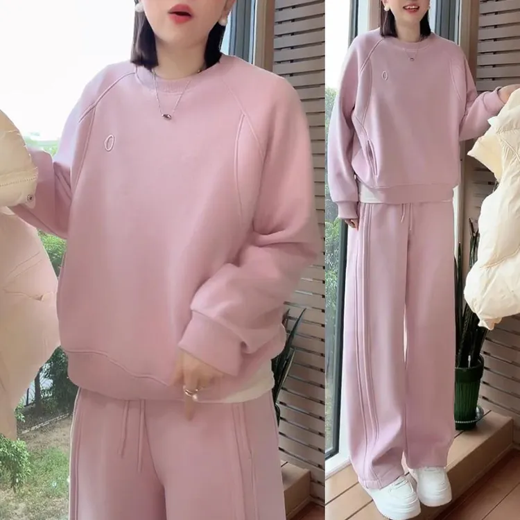2025秋冬加绒新款时尚洋气百搭休闲宽松套装女士慵懒风显瘦两件套