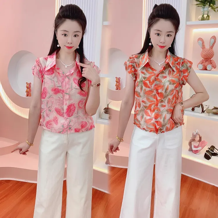印花衬衫女2025夏季新款时髦洋气质减龄百搭显瘦小个子别致上衣潮