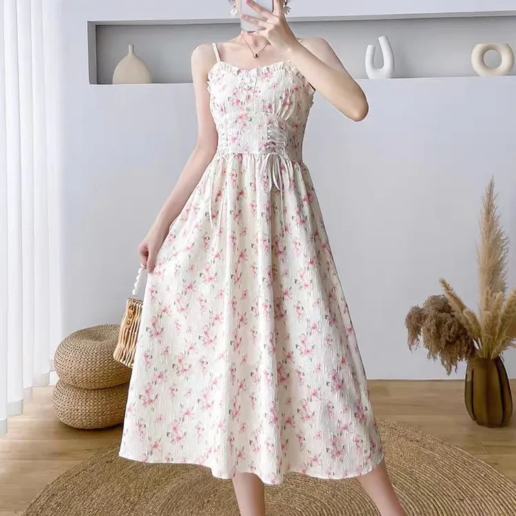 学院风气质名媛度假风时尚碎花长裙裙子轻熟风赫本风