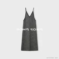 溶溶【千金星宴】RONGRONG 深V领丝绒包边法式轻奢吊带连衣裙AJ095