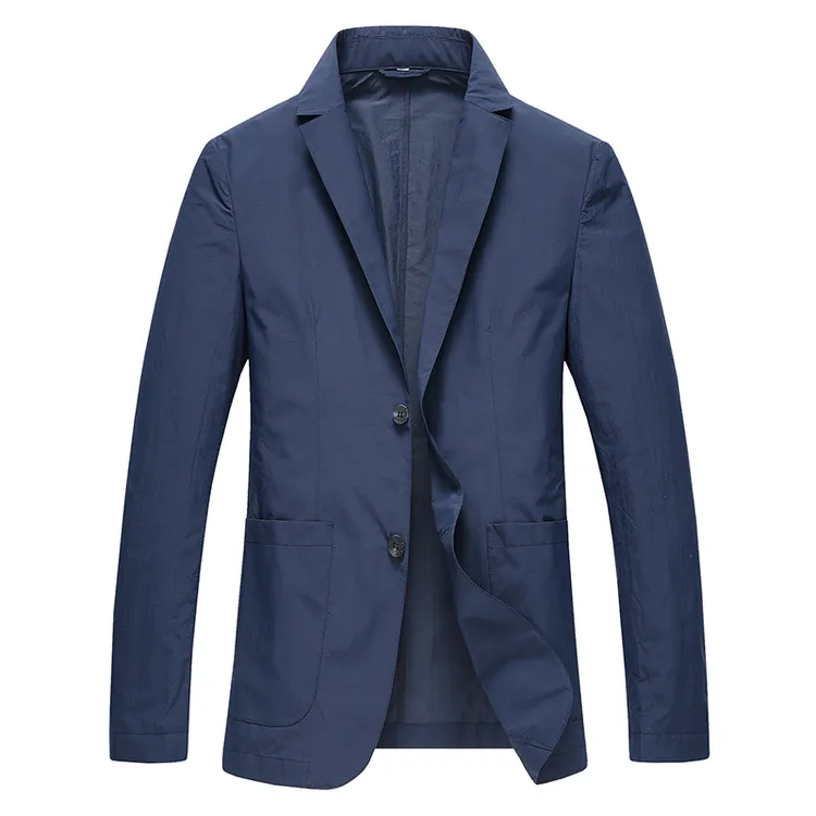 夏季薄款修身男士韩版外套休闲时尚爆款新品纯色翻领透气舒适西服