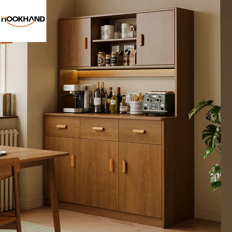 实木餐边柜靠墙一体厨房橱柜客厅置物柜轻奢酒柜家用收纳柜储物柜