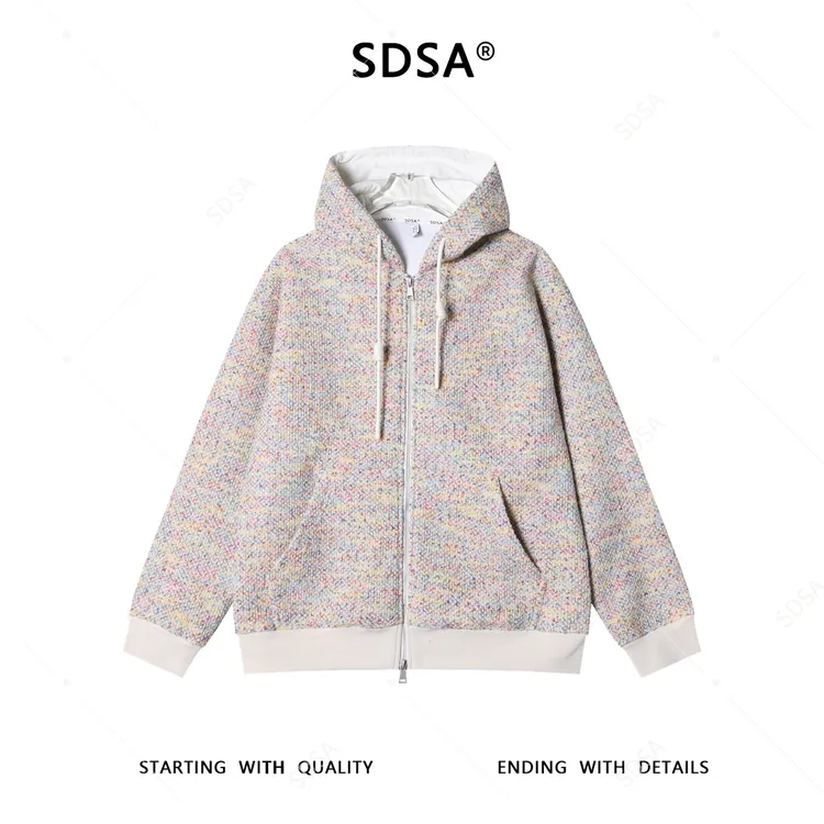 SDSA男士秋冬新款痞帅男装韩版彩色拉链连帽卫衣外套百搭时尚情侣