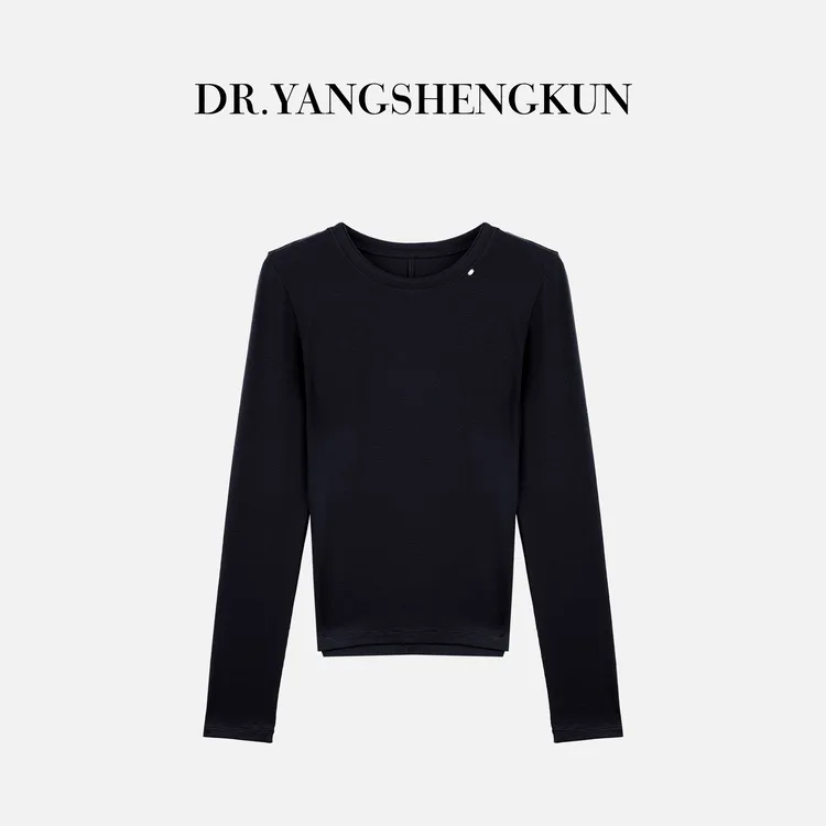 杨圣坤2025秋季新品百搭设计感桑蚕丝羊绒混纺长袖T恤女SL2581103