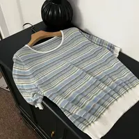 【老头女装定制】 U领小细条纹套头衫 X-25064