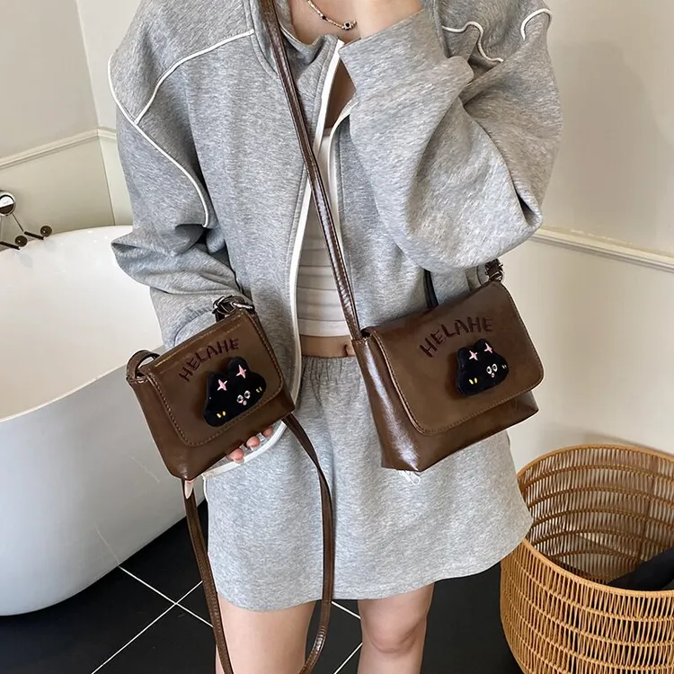 秋冬新款可爱猫咪儿童女孩小方包网红洋气女童小挎包零钱单肩pu包