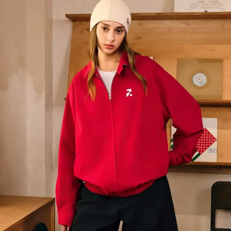 RASS国潮立领长袖潮流刺绣户外夹克翻领撞色拉链常规款休闲夹克