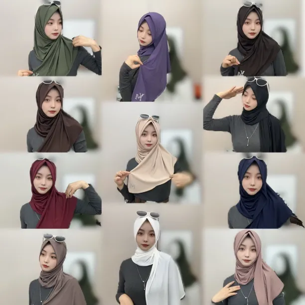 MY92精品全水晶麻双线压边纯色Logo绕巾