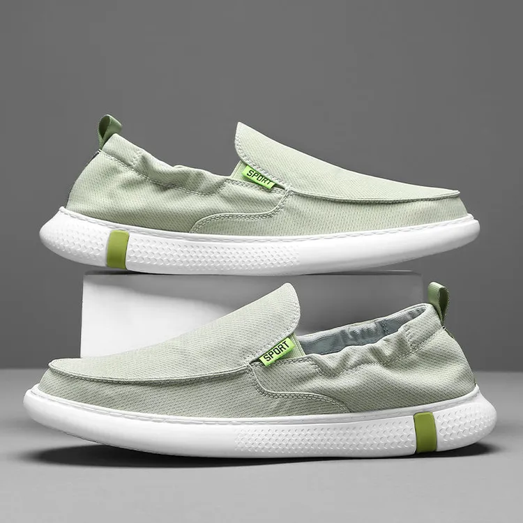 布鞋男秋季透气薄款一脚蹬老北京布鞋男款软底开车休闲运动帆布鞋
