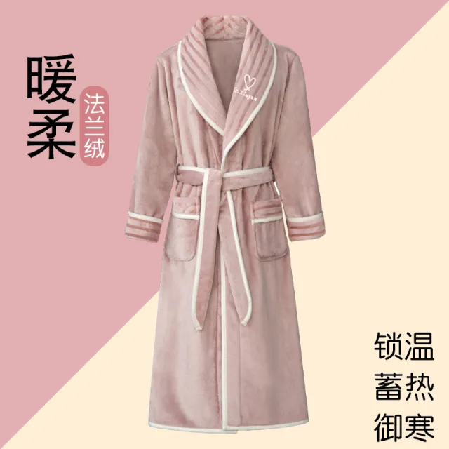 睡袍女士秋冬款冬季加长款法兰绒加厚加绒珊瑚绒冬天2026新款睡衣