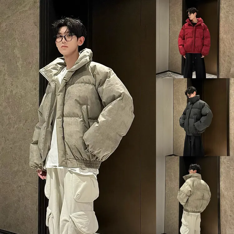 HN潮牌-【脏脏棉服】冬季新款扎染立领设计感棉衣男百搭保暖面包服