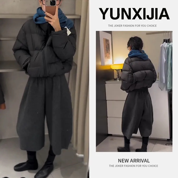 2025冬季新款时尚一整套气质慵懒风法式高级干短款棉服裤子两件套