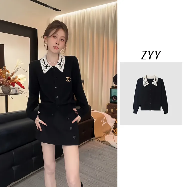 ZYY【心动返航】2025/S新品法式复古重工绣花百搭针织女X25QZZ03763