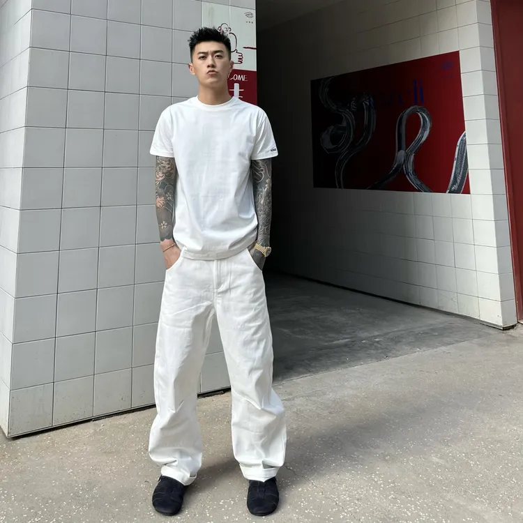 【十八专属】ADGC白色牛仔裤男常规美式高街vibe百搭弯刀显瘦牛仔裤