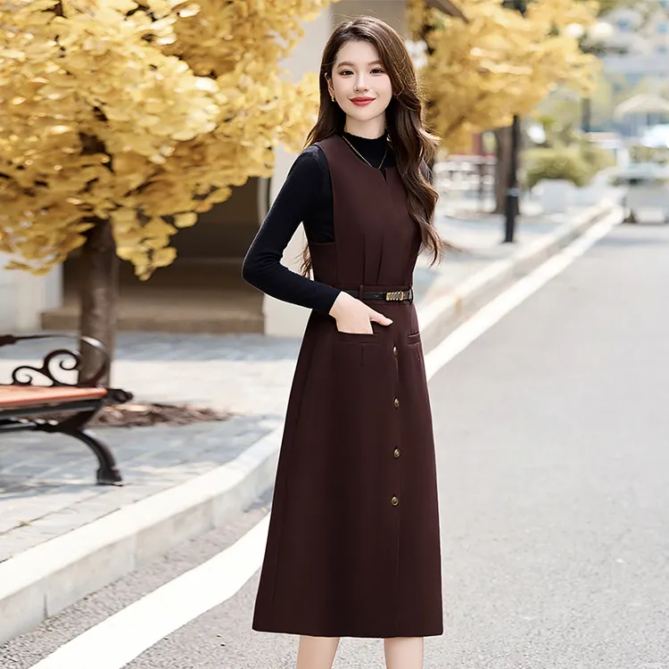 安可拉红背心连衣裙两件套女2025新款春秋冬高级感气质时尚套装裙