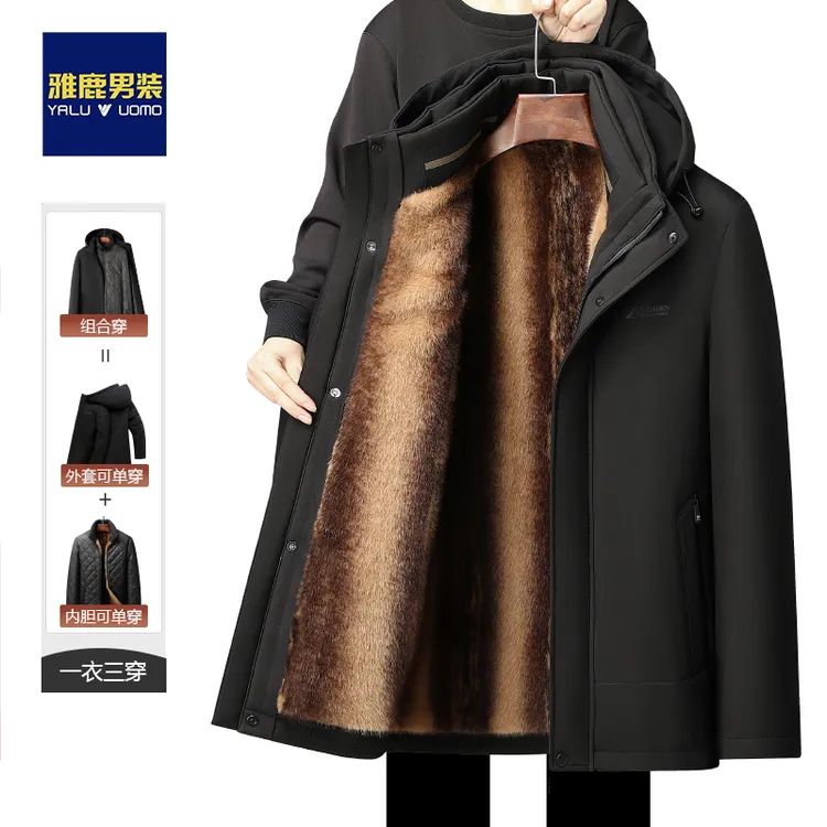 【可拆卸零下30】爸爸装棉衣加绒加厚衣服中老年人男装冬装棉服外套