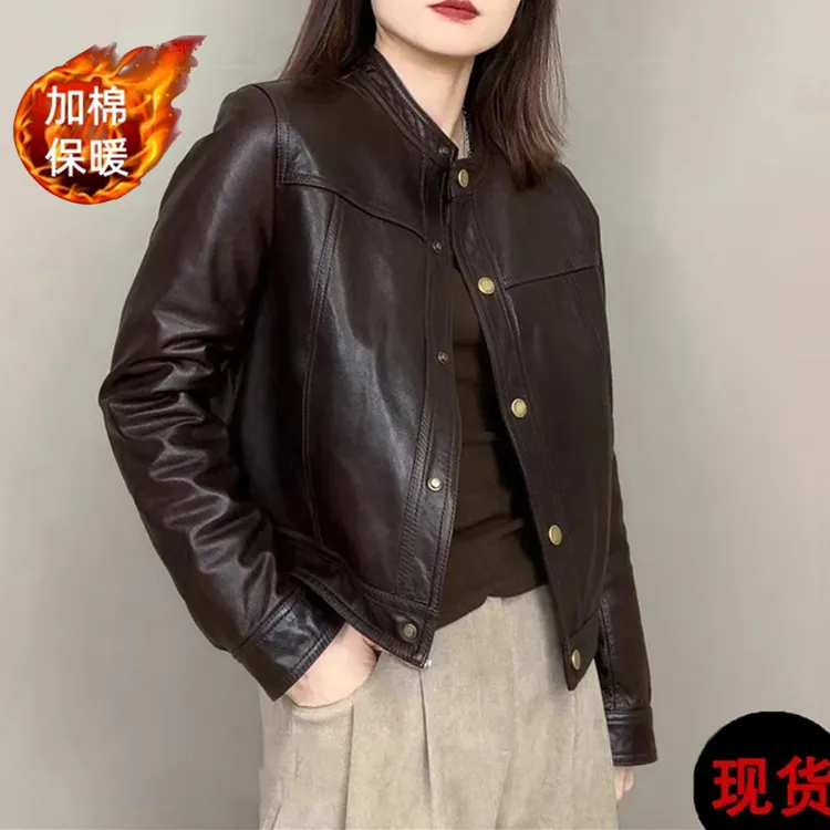 海宁真皮皮衣女2025年短款修身洋气外套早秋新款显瘦潮流时尚宽松
