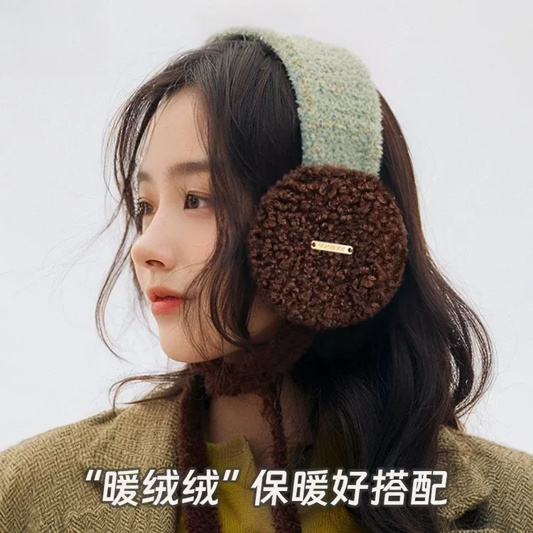 冬季保暖耳罩女美拉德色拼色时尚无骨架柔软舒适保暖防冻耳暖耳套