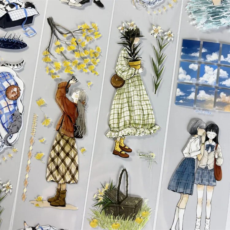 手帐分装胶带a515纯真格纹MOODTAPE女孩古风PET素材账手机壳贴纸