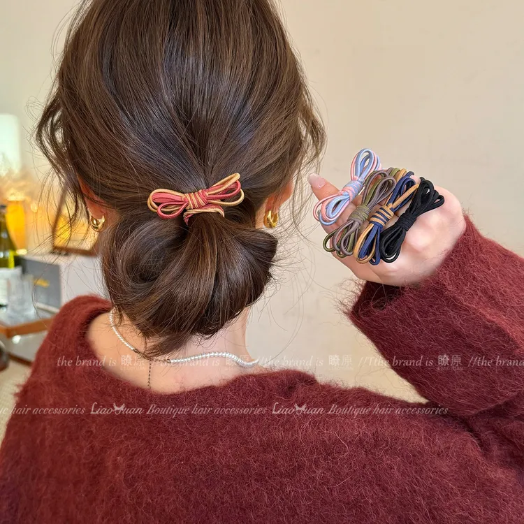 一对装~简约气质蝴蝶结发圈女弹力大耐用发绳扎头发低马尾皮头绳