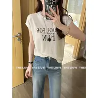 【LIUYI】夏季字母圆领冰感针织上衣54068