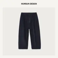 HUMSUN/禾木笙「海藻」M*la长绒棉扭缝连腰茧型植绒9分牛仔裤 5D233