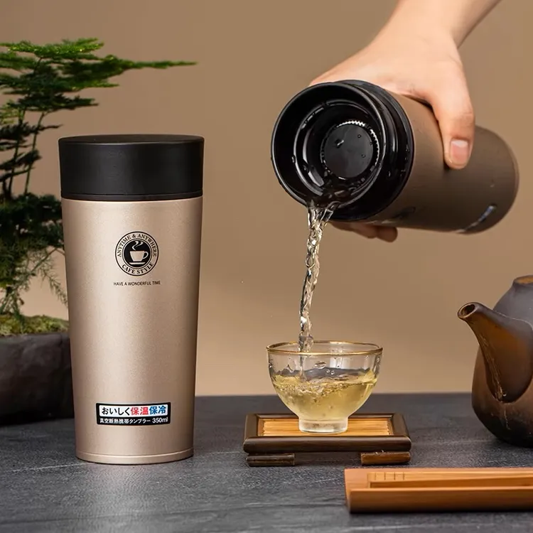 ( 3303茶漏款）日本ASVEL不绣钢保温杯350ml茶水分离弹盖式焖茶杯
