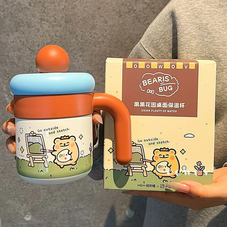 小熊虫保温马克杯2025新款女士高颜值水杯家用咖啡杯情侣生日礼物