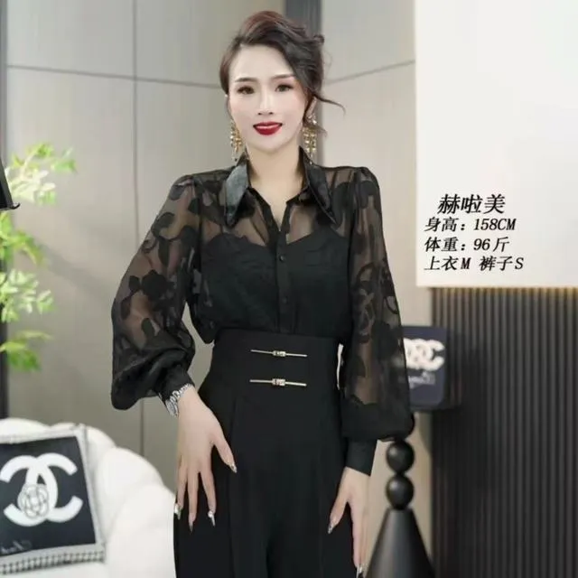 时尚洋气夏季妈妈薄款上衣外套2025新款外穿防晒百搭显瘦遮肉衬衫