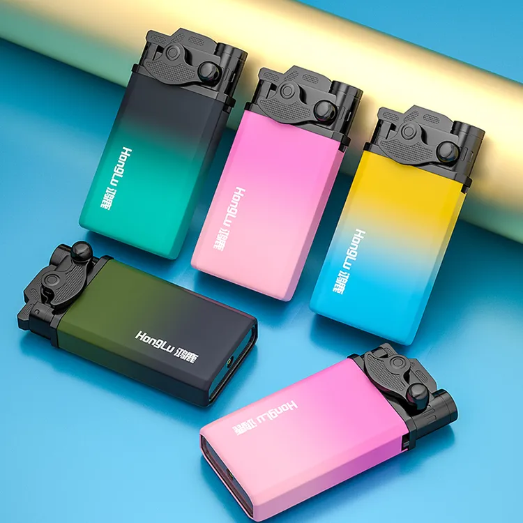 金属防风加厚摇臂直冲打火机可定制印字logo送男友