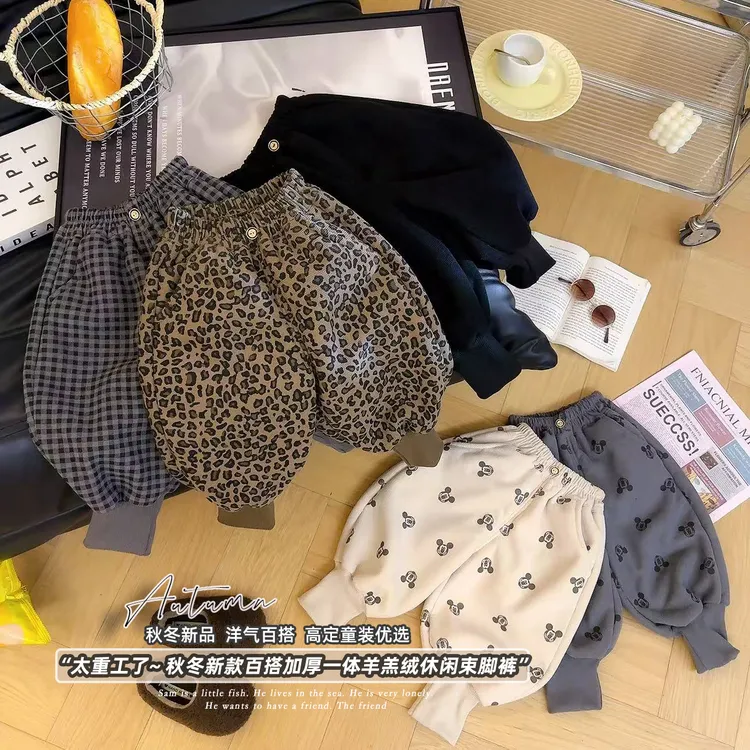 加绒加厚休闲裤韩系男女童秋冬季外穿保暖加厚裤子