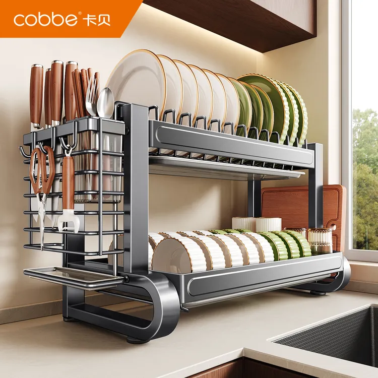 卡贝厨房碗架碗碟架不锈钢碗盘碗柜置物架家用多功能放碗碟收纳架
