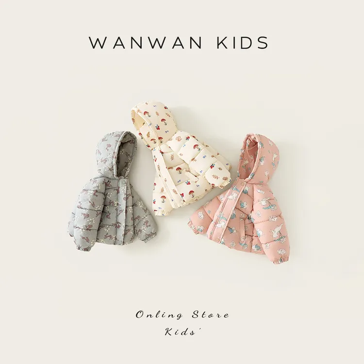 新款中小童宝宝连帽秋冬保暖棉服外套加绒加厚服外套