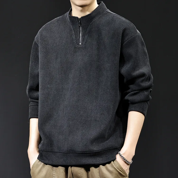 MR.MUDI/穆迪先生高端纹理感半高领拉链卫衣男秋季新款春秋款衣服