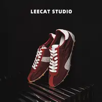 LeeCat Studio厚底红色德训鞋秋季新款时尚百搭轻奢复古运动鞋
