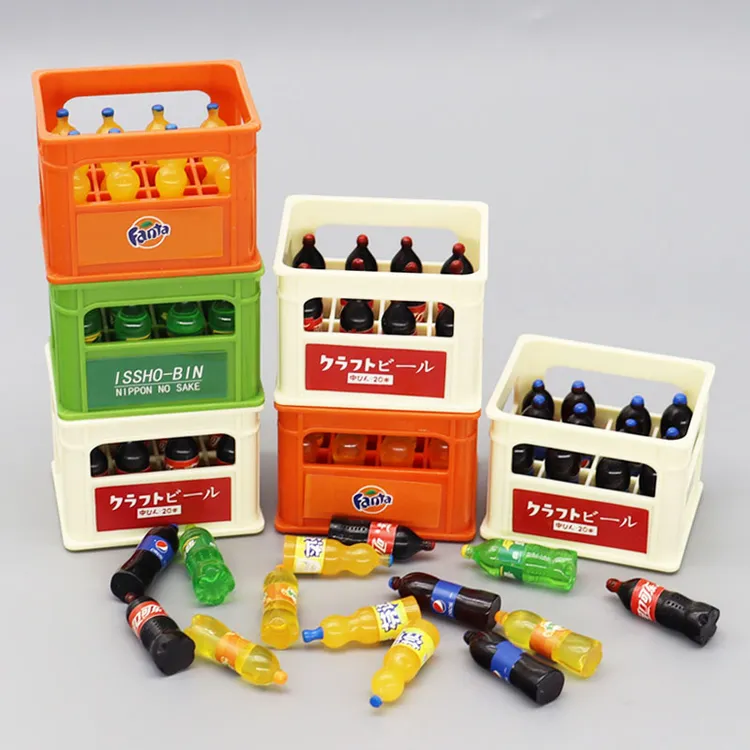 迷你超市仿真可乐饮料汽水瓶子啤酒筐玩具小物品微缩食玩模型摆件