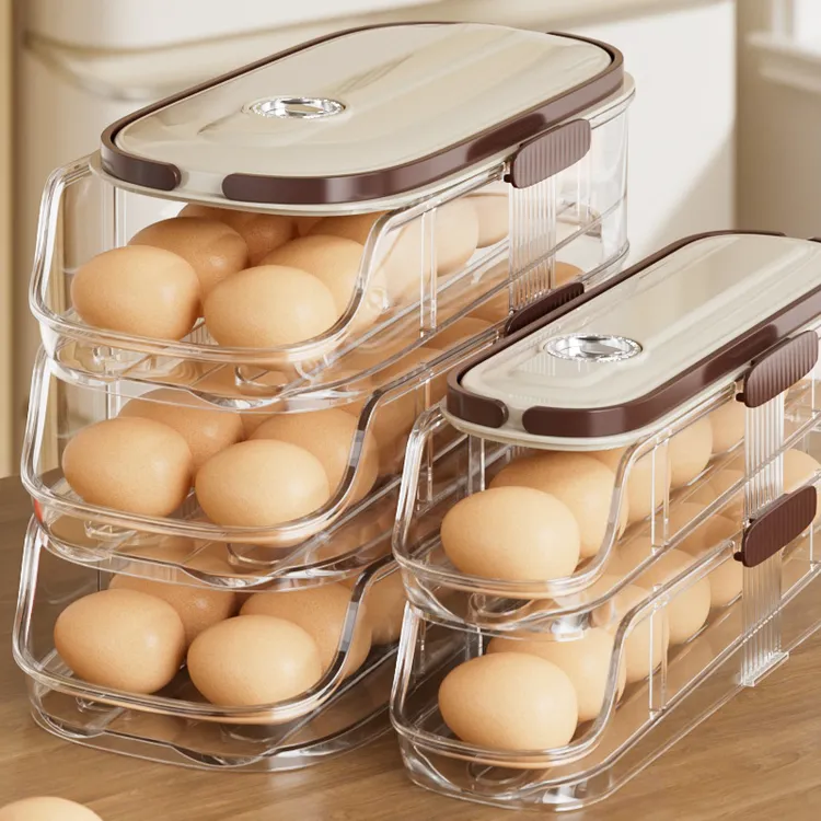 厨房鸡蛋收纳盒冰箱专用侧面夹缝鸡蛋保鲜盒家用大容量滚动鸡蛋盒
