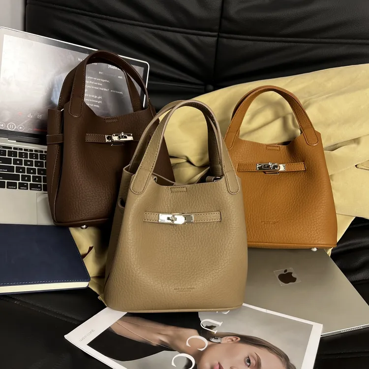 【小杜优选】荔枝纹大容量手提凯莉斜挎包水桶包2025新款百搭女包