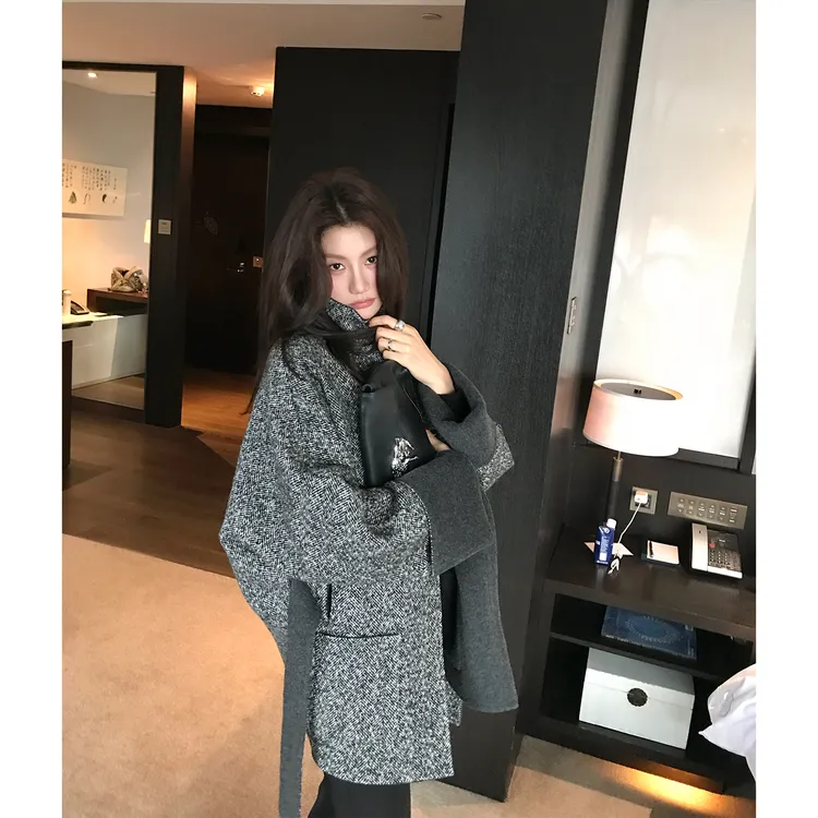 【ALONE SAVOR】龍喜儿秋冬赫本风双面穿80羊毛呢大衣外套D472