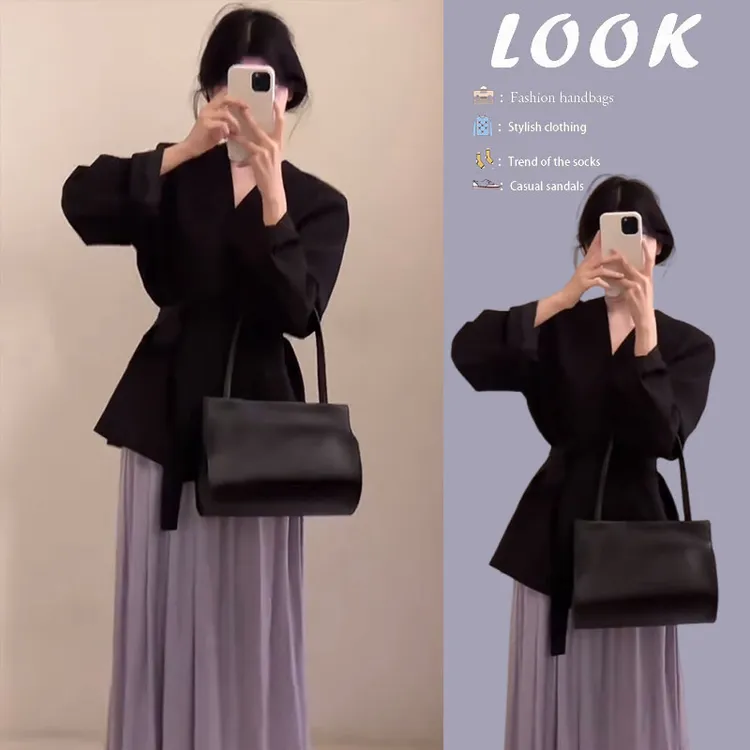 【现货】早秋穿搭2025新款气质百搭显瘦收腰外套高腰半身裙两件套装