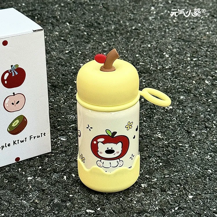苹果小狗可爱小巧保温杯新款316不锈钢带提环便携学生杯子少女心