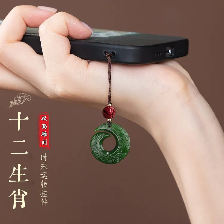 时来运转生肖手机挂件短款挂绳男女复古风挂坠手机壳精致包包吊坠