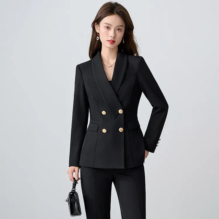 黑色西装套装女2025新款高级感气质大学生面试工作服职业西服外套